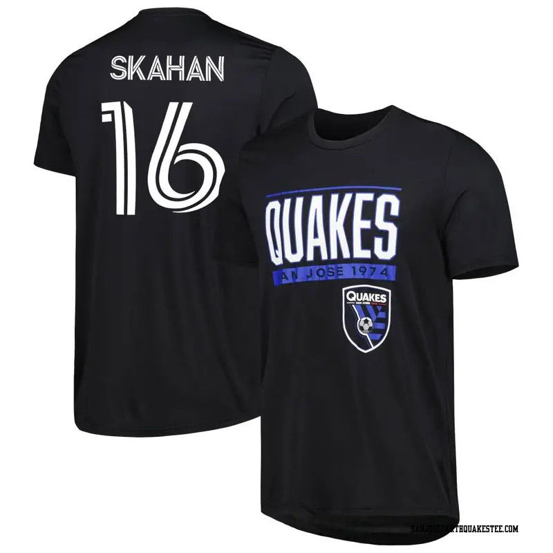 Men's San Jose Earthquakes ＃16 Jack Skahan Black Name & Number Club Performance T-Shirt