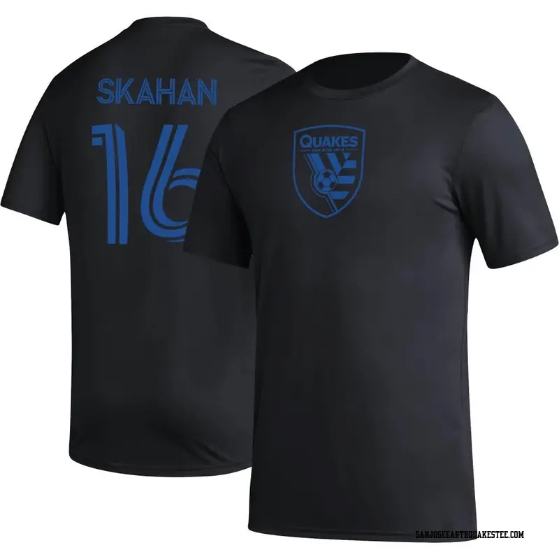 Men's San Jose Earthquakes ＃16 Jack Skahan Black Name & Number Icon T-Shirt