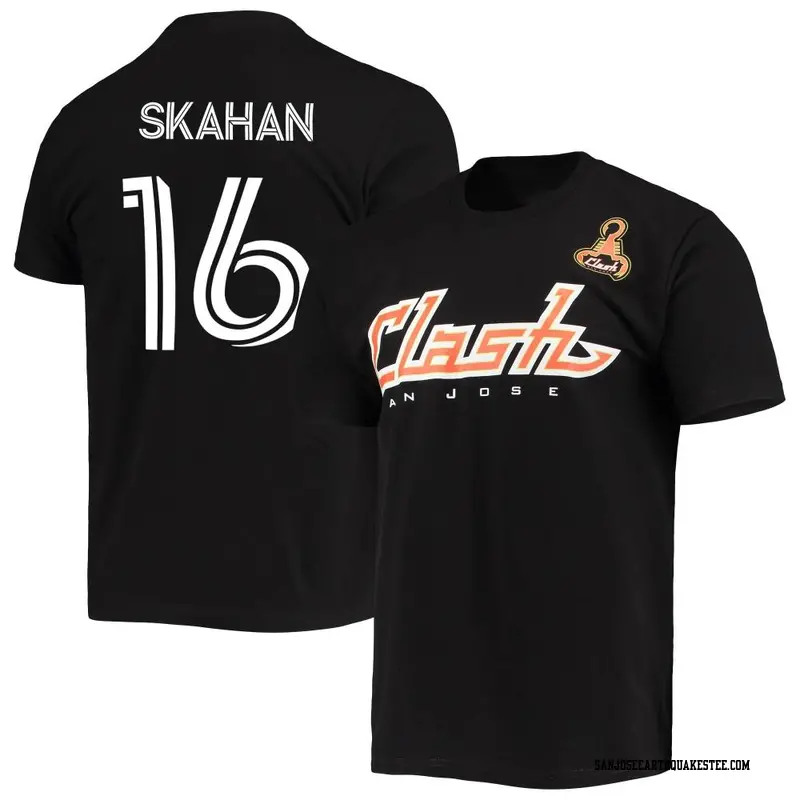 Men's San Jose Earthquakes ＃16 Jack Skahan Black Name & Number Since '96 Primary T-Shirt