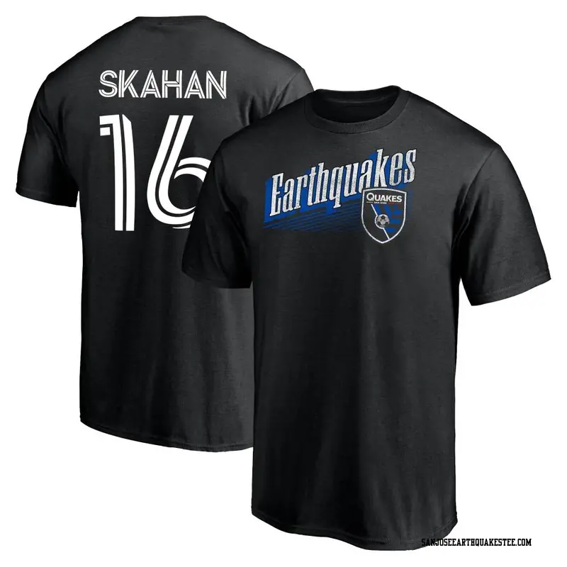 Men's San Jose Earthquakes ＃16 Jack Skahan Black Name & Number Winning Streak T-Shirt