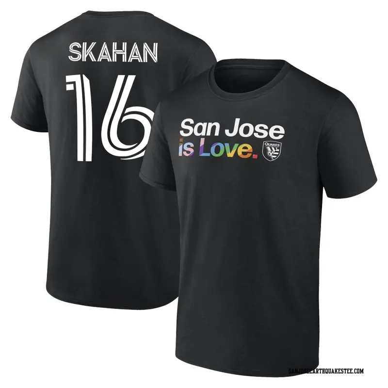 Youth San Jose Earthquakes ＃16 Jack Skahan Black Name & Number City Pride T-Shirt