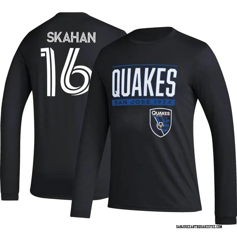 Youth San Jose Earthquakes ＃16 Jack Skahan Black Name & Number Club Long Sleeve T-Shirt