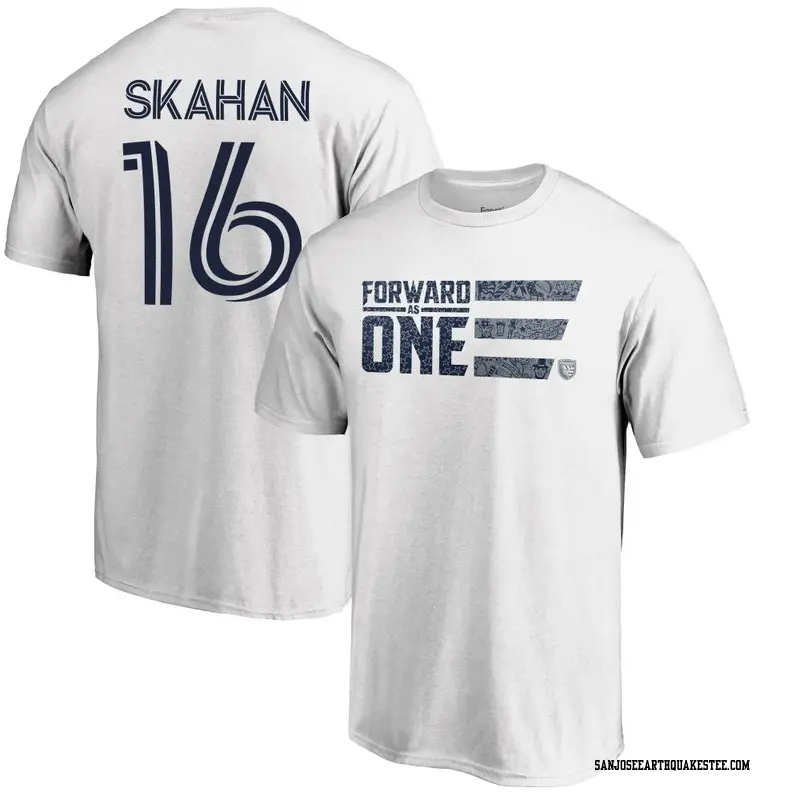 Youth San Jose Earthquakes ＃16 Jack Skahan White Name & Number Americana Patriotic Club T-Shirt